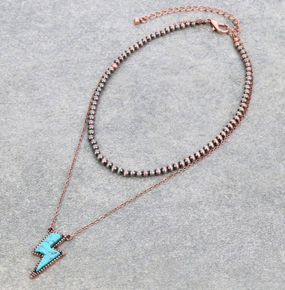 Layered Lighting Bolt Necklace