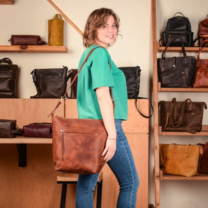 Leather bag Merida L Cognac