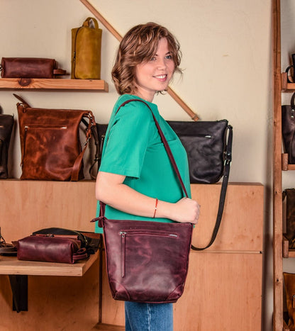 Leather bag Merida M Marsala