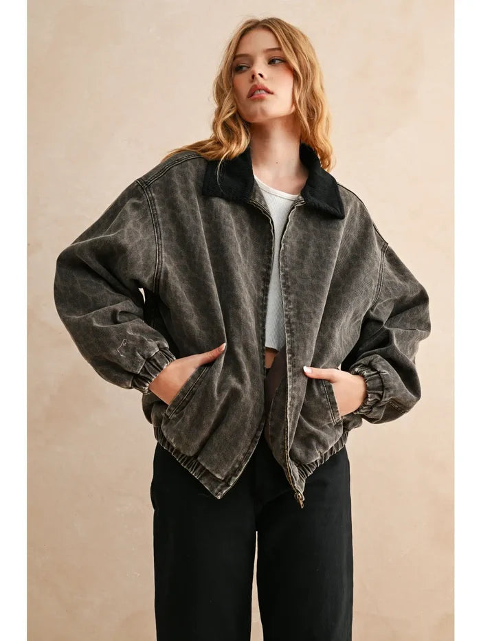 Leopard Printed Bomber Jacket
