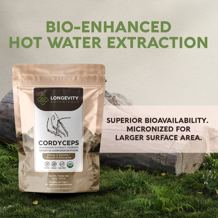 Longevity Botanicals - Organic Cordyceps Mushroom Extract Powder 100g