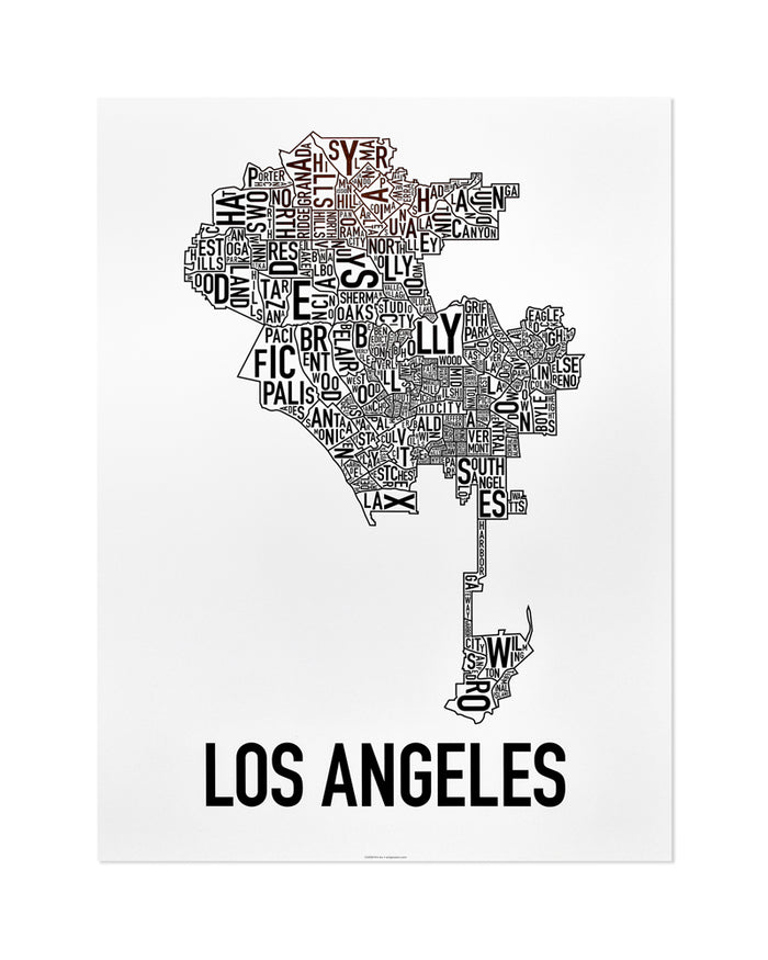 Los Angeles Neighborhood Map Poster