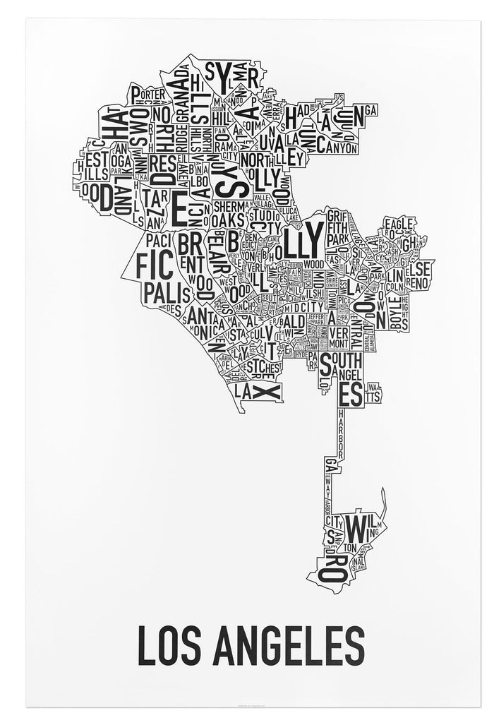 Los Angeles Neighborhood Map Poster