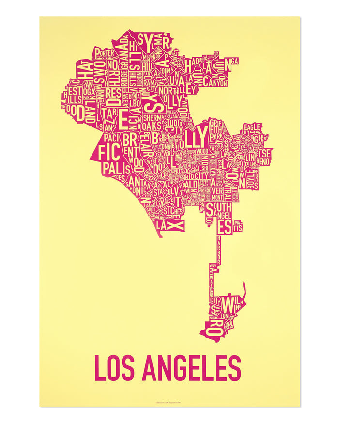 Los Angeles Neighborhood Map Poster