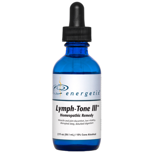 Lymph-Tone III® is a homeopathic combination formula for compensatory symptoms such as exhaustion; weakness; apathy; disrupted sleep; sunken eyes; low-grade fever; loss of appetite; abdominal pain; migrating pains; boils; hair loss; dry, scaly, itchy skin; weak limbs; nerve pain; disrupted digestion.†