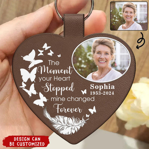Memorial Upload Photo Gift - Personalized Custom Shaped Leather Keychain