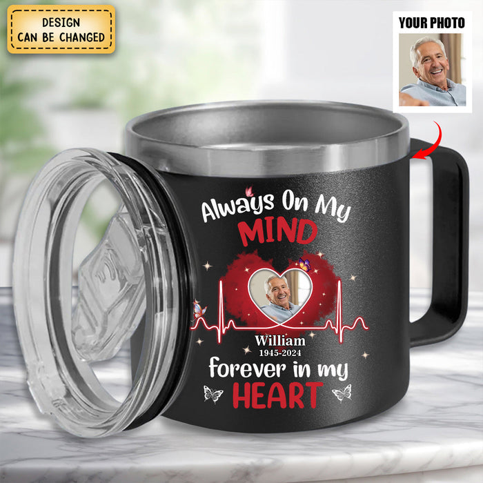 Memorial Upload Photo Personalized Custom 14oz Stainless Steel Tumbler With Handle