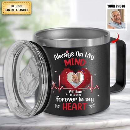 Memorial Upload Photo Personalized Custom 14oz Stainless Steel Tumbler With Handle