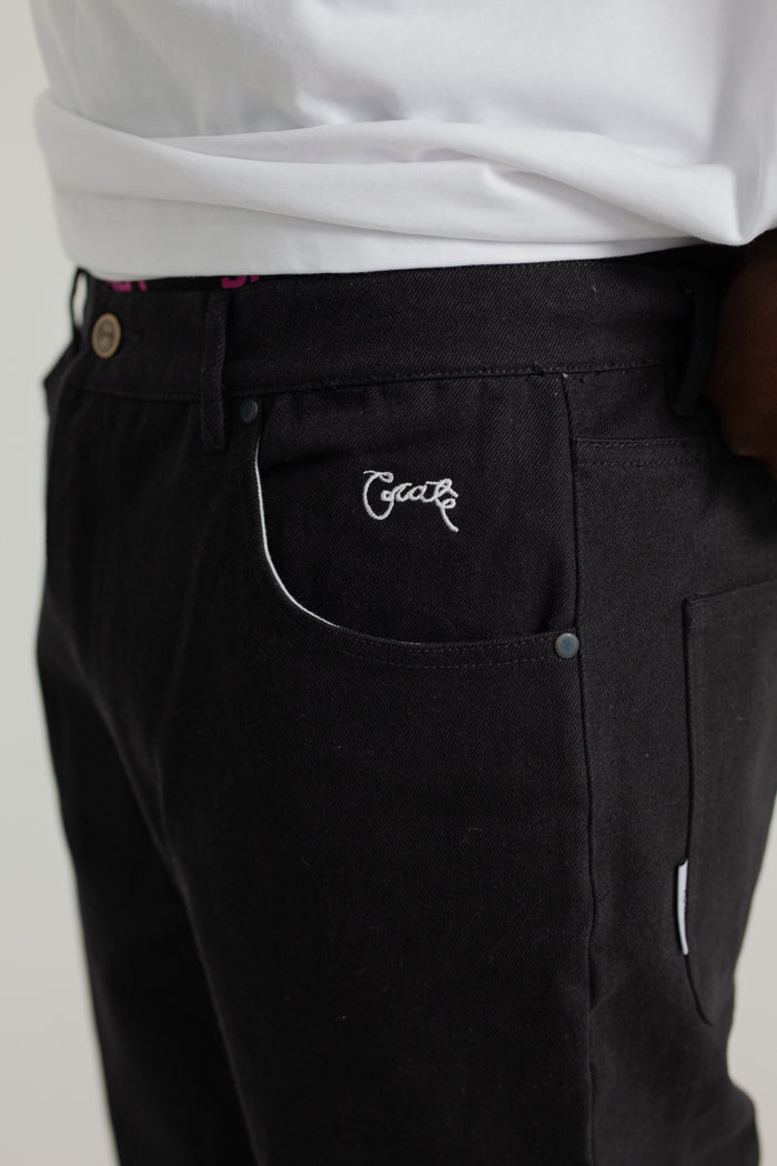MENS BLACK LOOSE DENIM PANTS