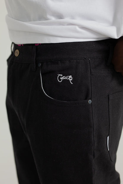 MENS BLACK LOOSE DENIM PANTS