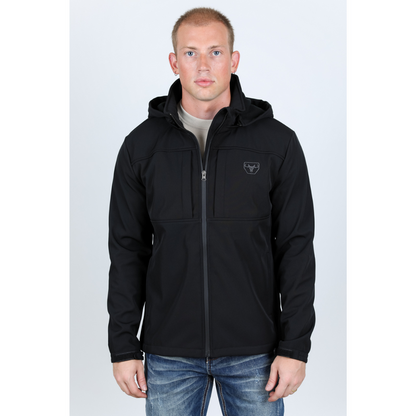 Mens Hooded Softshell Water-Resistant Jacket - Black