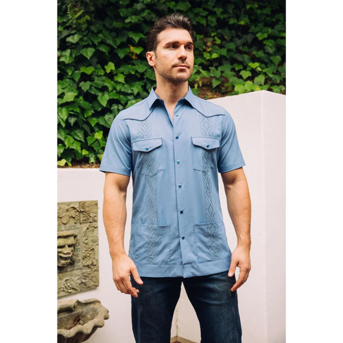Men's Modern Blue GUAYABERA Shirt