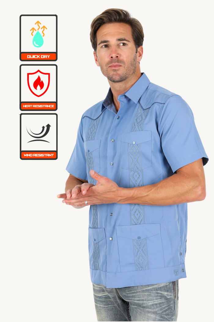 Men's Modern Blue GUAYABERA Shirt