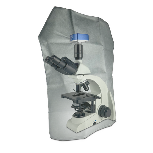 Microscope Dust Cover, Opaque, Grey Fabric (Large), SKU MA02023201, three quarter front view