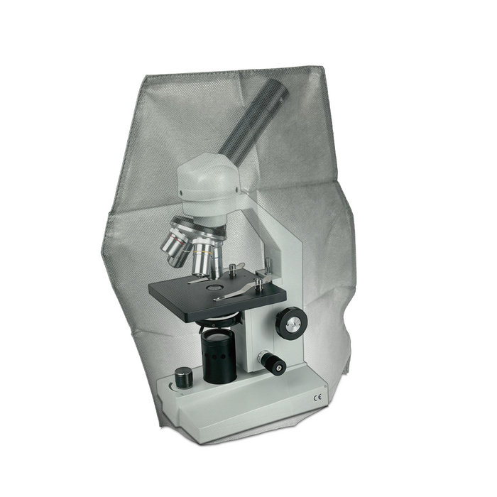 Microscope Dust Cover, Opaque, Grey Fabric (Small), SKU MA02023101, three quarter front view