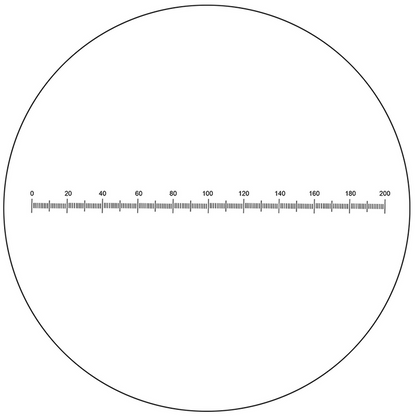 Microscope Eyepiece Reticle Linear Scale Micrometer Ruler Dia. 27mm, 10mm/200 Div., SKU RT20101192, three quarter front view