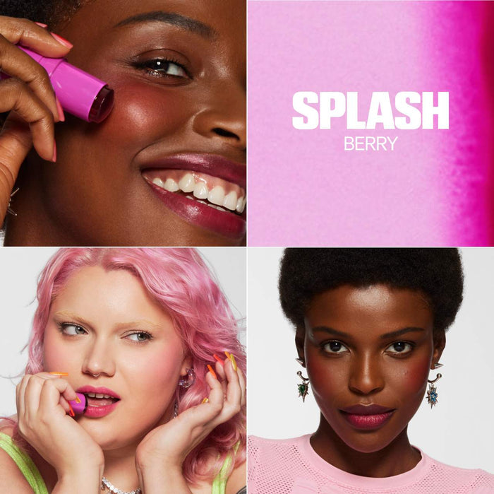 Milk Makeup Cooling Water Jelly Tint for lips and cheeks in various shades, featuring a glossy, lightweight gel texture.