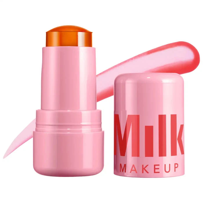 Milk Makeup Cooling Water Jelly Tint in fizz shade, a vibrant lip and cheek blush stain with a gel texture and cooling effect.