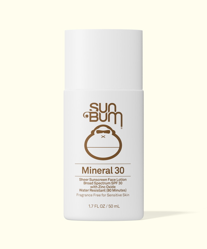 Sun Bum Mineral 30 sunscreen lotion bottle on a white background