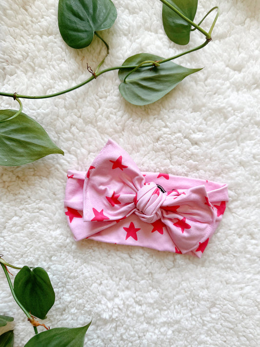 Mini Tieband - Pink Stars