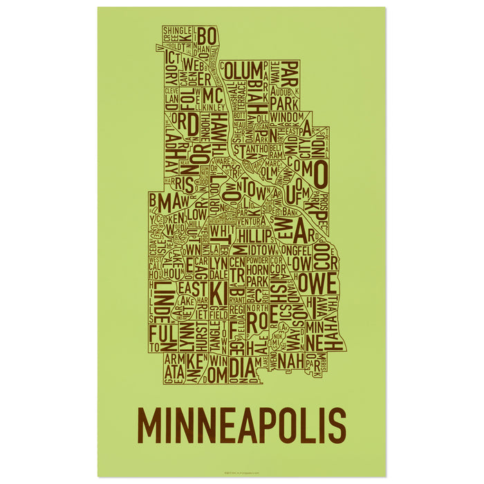 Minneapolis Neighborhood Map Poster