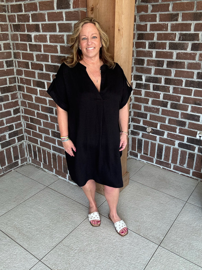 Molly Bracken Black Woven Shirt Dress