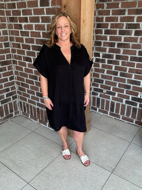 Molly Bracken Black Woven Shirt Dress