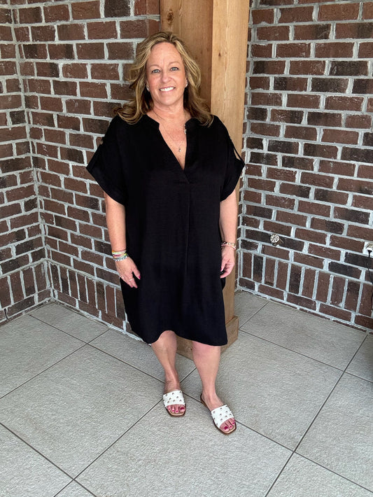 Molly Bracken Black Woven Shirt Dress