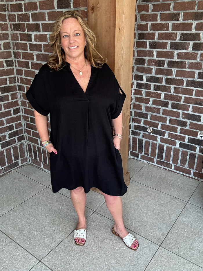 Molly Bracken Black Woven Shirt Dress