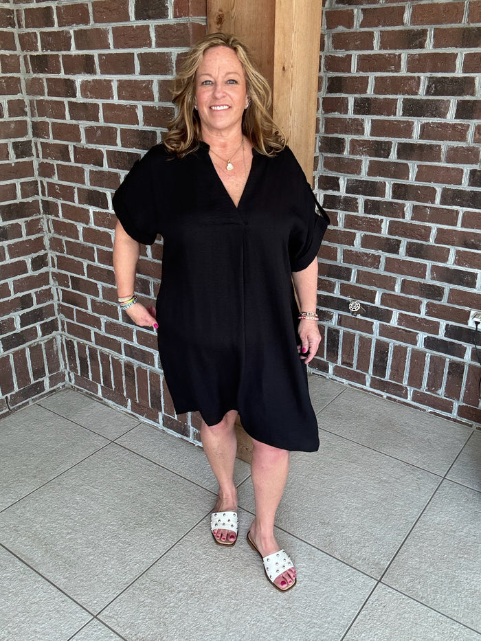Molly Bracken Black Woven Shirt Dress
