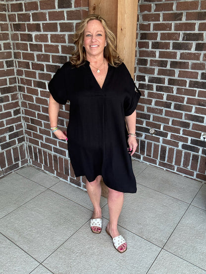 Molly Bracken Black Woven Shirt Dress
