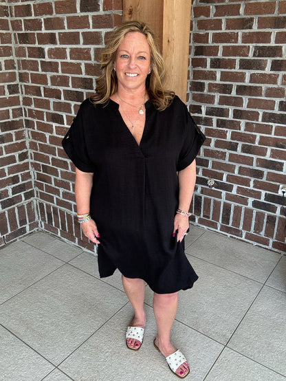 Molly Bracken Black Woven Shirt Dress