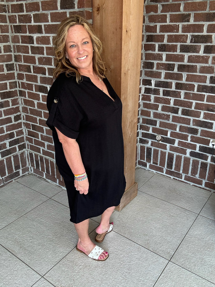 Molly Bracken Black Woven Shirt Dress
