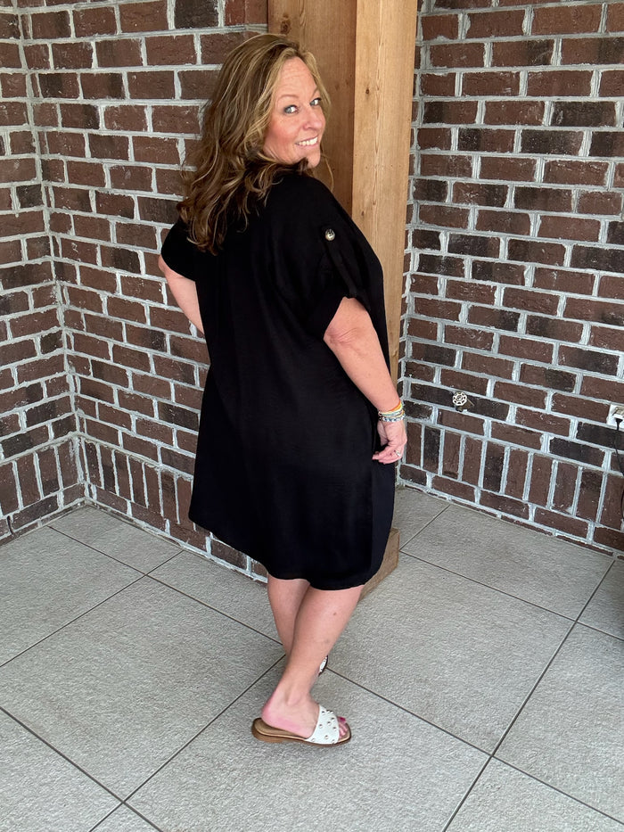 Molly Bracken Black Woven Shirt Dress
