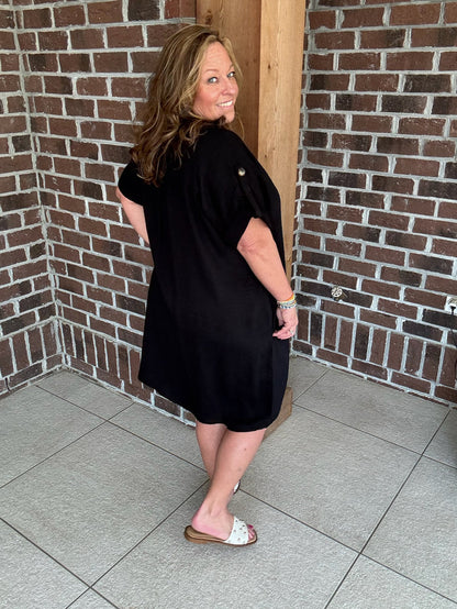 Molly Bracken Black Woven Shirt Dress