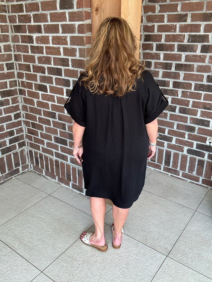 Molly Bracken Black Woven Shirt Dress