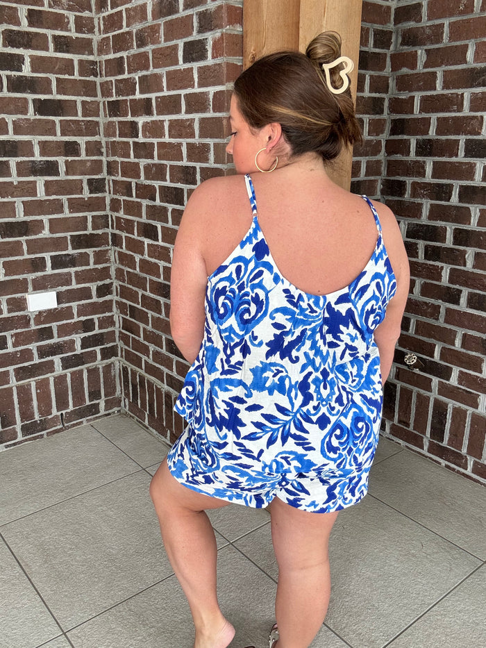 Molly Bracken Blue Print Halter Top