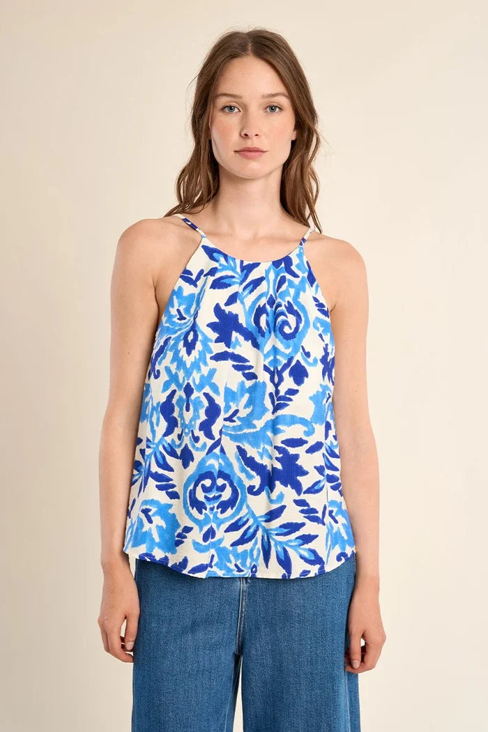 Molly Bracken Blue Print Halter Top