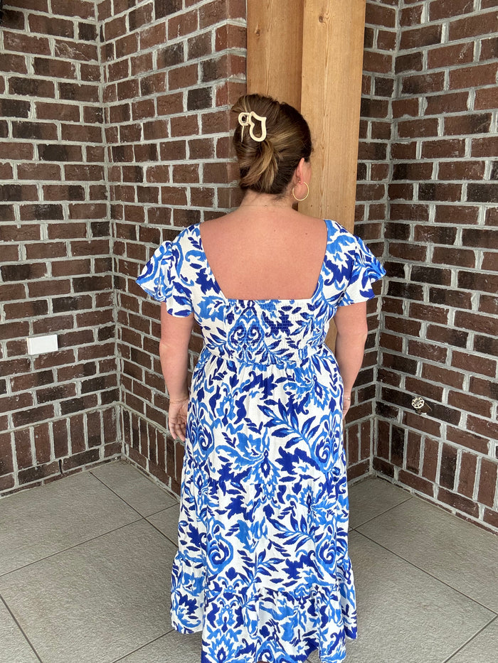 Molly Bracken Blue Printed Maxi Dress