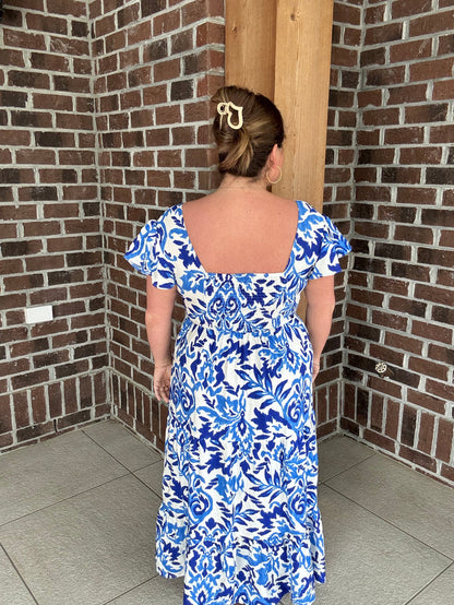 Molly Bracken Blue Printed Maxi Dress