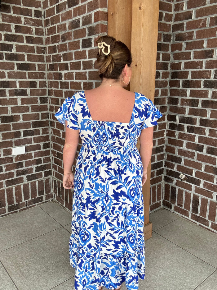 Molly Bracken Blue Printed Maxi Dress