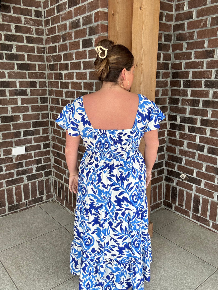 Molly Bracken Blue Printed Maxi Dress