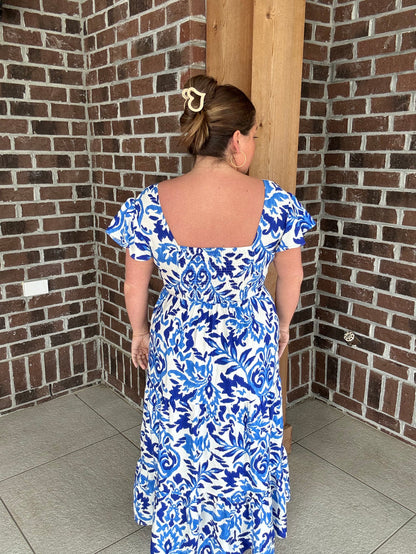 Molly Bracken Blue Printed Maxi Dress