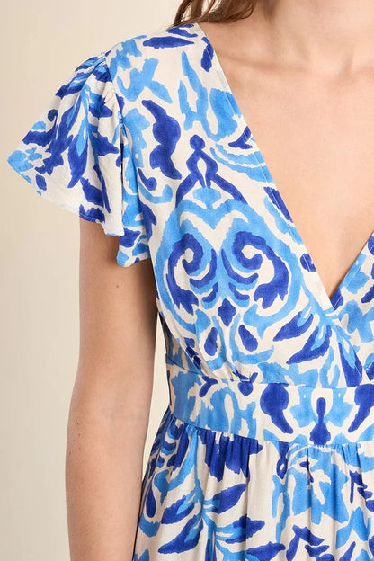 Molly Bracken Blue Printed Maxi Dress