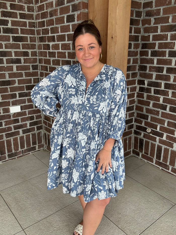 Molly Bracken Blue Printed Mini Dress