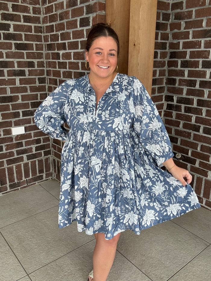 Molly Bracken Blue Printed Mini Dress