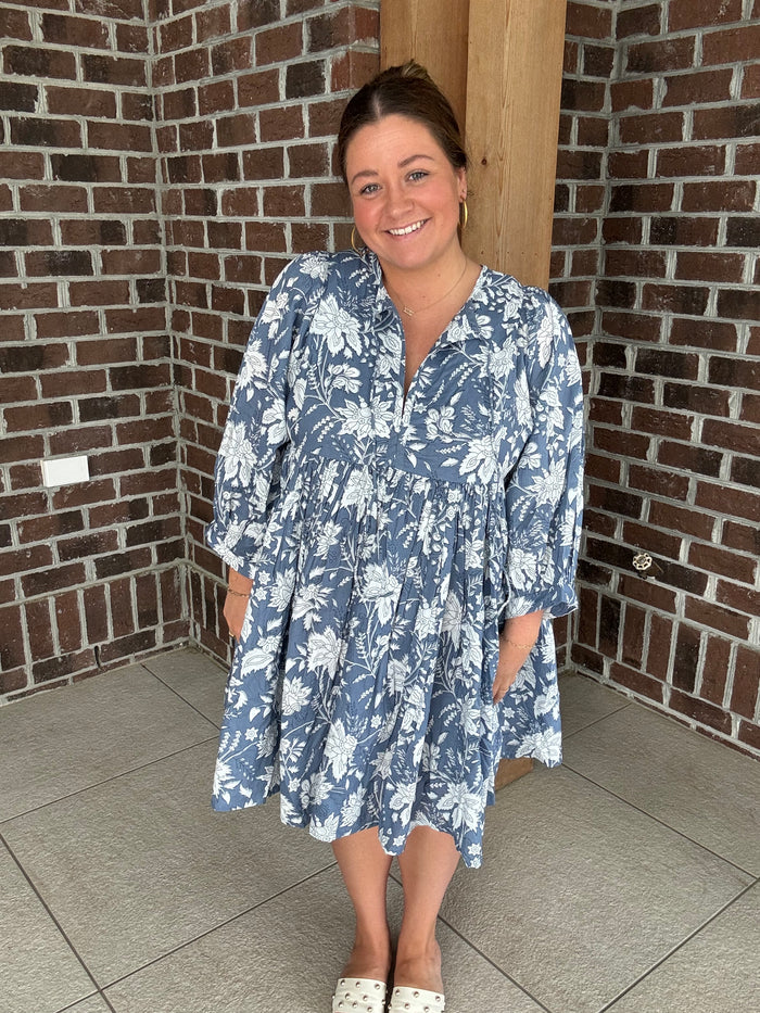 Molly Bracken Blue Printed Mini Dress