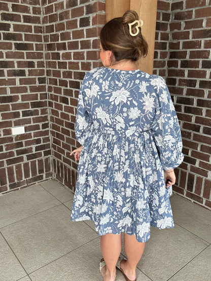Molly Bracken Blue Printed Mini Dress