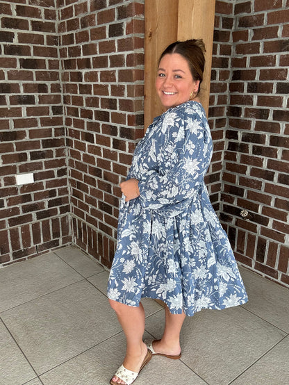 Molly Bracken Blue Printed Mini Dress