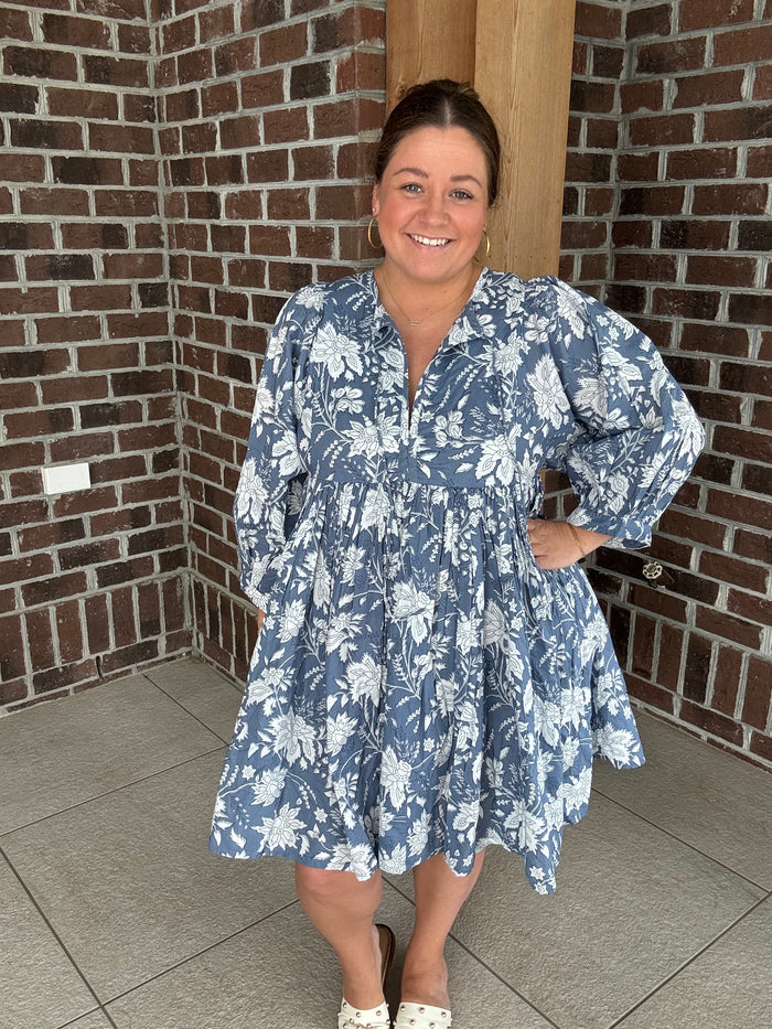 Molly Bracken Blue Printed Mini Dress